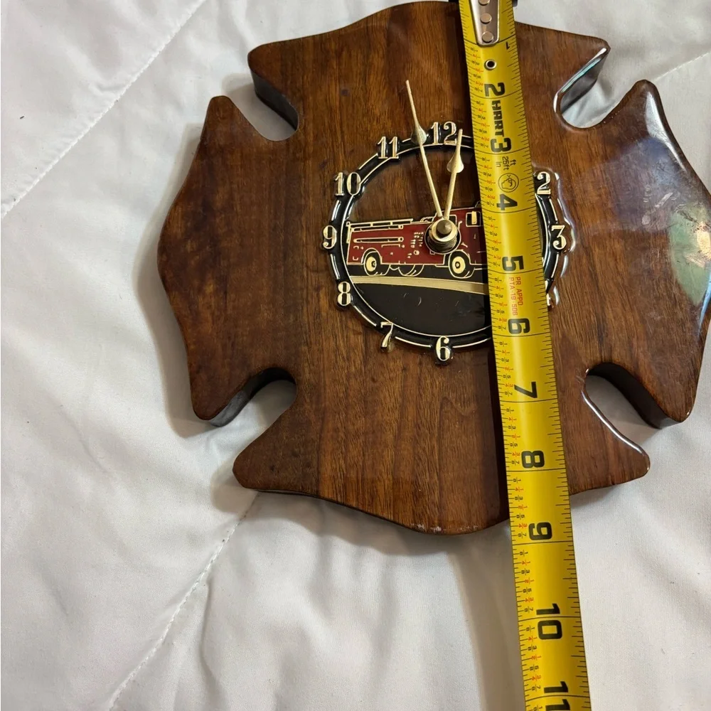 Wooden Fire Truck Wall Clock 9X9